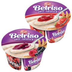 Krupica Zott Belriso 130g jahoda, zhradn ovocie