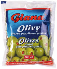 Olivy zelen s paprikou 200g Giana