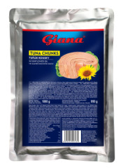 Ryby Tuniak k�sky v slne�nicov� oleji 1000g f�lia
